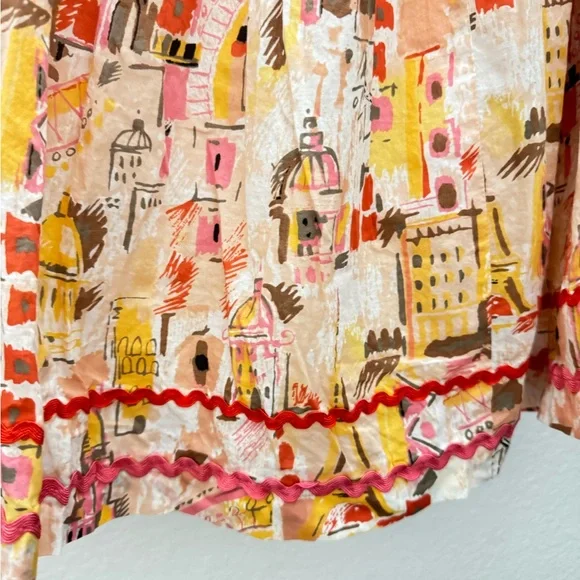 Vintage Will Smith Pink and Yellow cotton A-Line Skirt size 8 - Picture 3 of 8